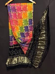 Ethnic Rayon Chiffon <b>Shawl</b> With Embroidery Color Blocking Pattern For Women Casual Spring Summer Wear - Product Image 3