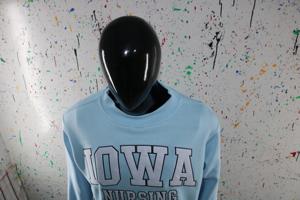 IOWA NURSING SKY BLUE <b>Mock</b> <b>Neck</b> Sweatshirt 100% WHITE Applique Embroidery wide <b>neck</b> Sweatshirt Finer Threads - Product Image 6