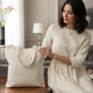 Customized Logo Organic Cotton Plain Canvas Tote Bag | Biodegradable Recyclable Shopping <b>Handbag</b> Storage & Promotion Wholesale - Product Image 5