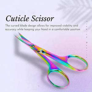 Rainbow Manicure <b>Scissors</b> Stainless Steel Sharp Blade Round Handle Beauty Tools <b>for</b> <b>Nail</b> Care Adults New Design - Product Image 6