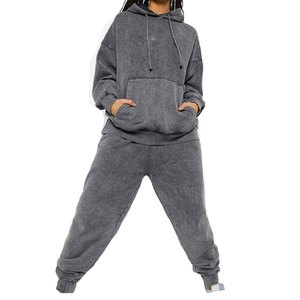 Concevez votre propre survêtement d'hiver pour femme en coton 100% avec effet délavé, taille plus, respirant, séchage rapide, respectueux de l'environnement - Product Image 1