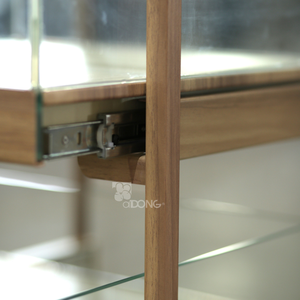 Modern Wooden Frame Glass Display <b>Racks</b> 3-Tier Eyewear Retail Stand with Lockable Sliding Trays OEM Manufacturer ADONG A71 - Product Image 2