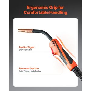 Pistola de soldadura MIG de 250 Amperios con cable de 15 pies para alambres de soldadura de 0.035 "0.045" Producto de alto rendimiento en la categoría de soldadores MIG - Product Image 3