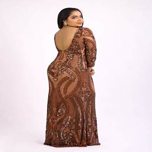 Women's Modern Mermaid Gown Floor-Length Evening Dress with Embroidery & Hand-Sewn <b>Sequins</b> | Party Wedding Wear | Made in India - Product Image 2