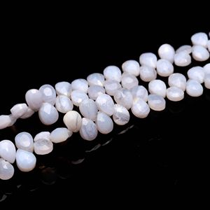 Perles facettées en agate bleue dentelle naturelle, forme poire briolette 5x7mm, agate bleue dentelle en gros, perles de pierres précieuses en vrac, brin de 6 pouces - Product Image 3