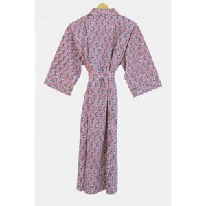 Bata Kimono de algodón de talla grande, Sexy, mangas transpirables, estampado de bloque de mano, ropa de dormir de verano, vestido de dama de honor para otoño, cómodo - Product Image 6