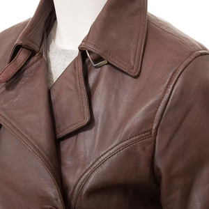 Custom Logo Design Ladies Biker Genuine Sheepskin Leather Jacket Waterproof Filled Breathable All Seasons Cotton Lined - Product Image 5