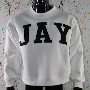 Sudadera JAY WHITE con cuello alto 100% NEGRO, bordado con apliques, cuello ancho, hilos finos - Product Image 1
