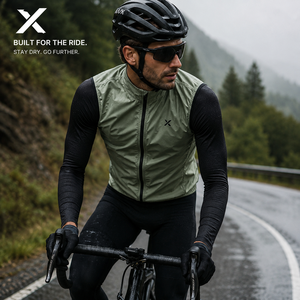 Gilets de cyclisme sportifs imperméables pour hommes X, fermeture éclair intégrale, col montant, coupe ajustée, en polyester, pour l'automne, plusieurs couleurs, OEM/ODM - Product Image 4
