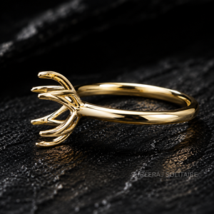 En gros, monture de bague de fiançailles semi-montée florale pour diamant rond de 1 à 5 carats, personnalisable, en or 14K 18K ou platine, bijoux - Product Image 4