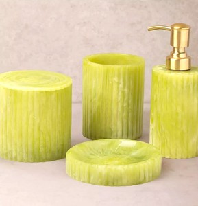 Ensemble d'accessoires de salle de bain en résine faits à la main, style marbre, organisateur de salle de bain, décoration de comptoir de vanité, vente en gros directe d'usine - Product Image 1