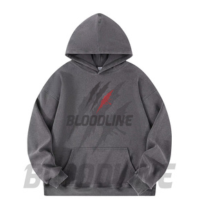 Sudadera con Capucha Bloodline para Hombre, Oversize, de Algodón French Terry, Casual, Otoñal, con Estampado Frontal y Bolsillos - Product Image 3