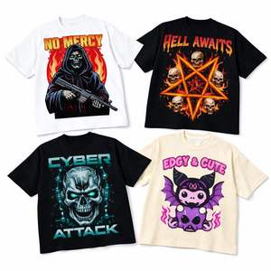 Camiseta de Hombre al por Mayor OEM, Estilo Y2K Retro, Versátil, Gótica, Oversize, 100% Algodón, Transpirable, Moda Urbana, Ropa Casual - Product Image 1