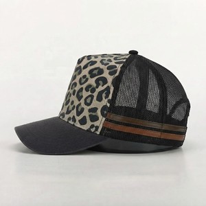 Leopard Print Canvas Trucker <b>Hat</b> Mesh Snapback Adjustable Unisex Outdoor Fashion Cap Spring <b>Summer</b> Casual 6-Panel Design - Product Image 2
