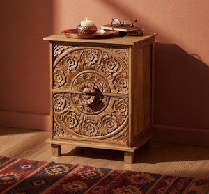 โต๊ะข้างเตียงไม้เนื้อแข็งทันสมัย พร้อมตู้เก็บของและดีไซน์แบบเปิด แกะสลักด้วยมือ เฟอร์นิเจอร์ห้องนอนอเนกประสงค์ ปรับแต่งสีได้ - Product Image 3