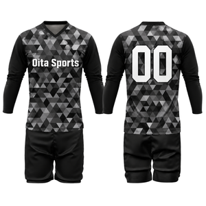 Ensemble de sport sublimé noir et gris pour hommes, uniforme de volley-ball à manches longues, vêtements légers en polyester pour compétition d'équipe - Product Image 1