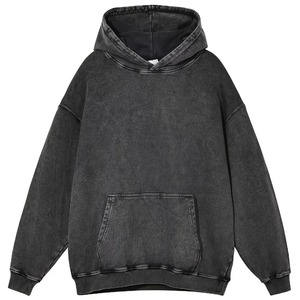 Sudadera con Capucha Extra Grande para Hombre, 100% Algodón, Felpa Francesa, Color Sólido Lavado, Diseño con Bolsillo, Informal, Otoñal, Tejida, Manga Larga - Product Image 1