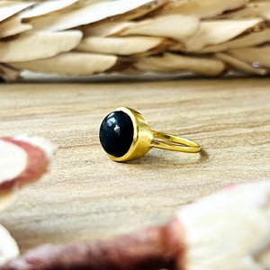 Trendy New Design Black Onyx Gold <b>Ring</b> <b>Boho</b> Brass <b>Rings</b> For Women 18k Gold Plated Minimalist Celestial Band Wholesale/OEM/ODM - Product Image 2