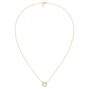 Collar circular con diamantes y diseño de brazos gemelos brillantes y centro abierto - Product Image 4