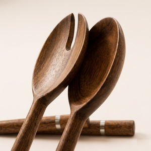 Handcrafted Wood Salad Server Set Long Handle Sustainable <b>Serving</b> <b>Spoons</b> & Forks for Home Restaurant and Hotel Kitchenware - Product Image 2