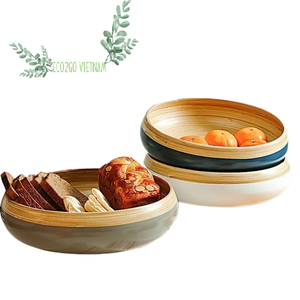 Eco2go Handmade 100% Natural Biodegradable Bamboo Dinner <b>Plates</b> Reusable Spun Bamboo Oval Non-Toxic for Home Use Made in Vietnam - Product Image 1