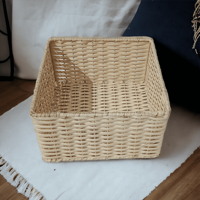 Panier de pique-nique carré UPOD en bambou naturel, rotin et jonc de mer, tressé à la main, art populaire indien, avec compartiments, écologique, direct usine