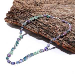 Collar de Fluorita Natural Facetada con Cuentas, Joyería Artesanal de Gema de Fluorita, Elegante Collar de Piedra de Nacimiento de Marzo - Product Image 4