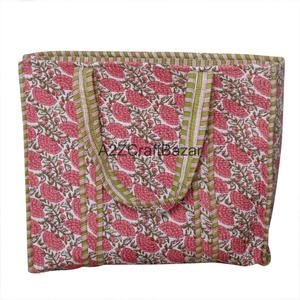 Sac de plage grand format en coton matelassé à imprimé rayé fait main, écologique, pour femmes, avec longue poignée, style bohème, pour le shopping quotidien - Product Image 6