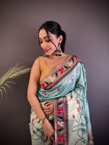 <b>Red</b> <b>Silk</b> Paithani Saree Zari Woven Floral Sari for Wedding Party Festival Wear - Product Image 4
