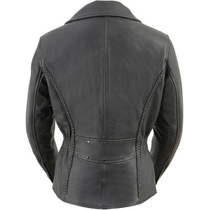 Chaqueta de Motociclista Clásica de Cuero Premium para Mujer, Estilo MC, SAMROZ SPORTS - Product Image 2