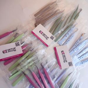 Ensemble de pinces professionnelles pour extensions de cils, haute précision, en acier inoxydable, antistatiques, antimagnétiques, pinces pour volume - Product Image 6