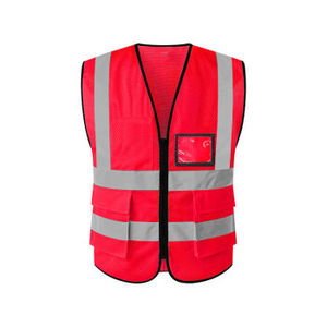 Gilet de sécurité haute visibilité en maille réfléchissante, respirant, en polyester, à manches courtes, personnalisable avec logo, poches, en stock - Product Image 1