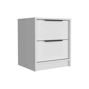Kaia White Nightstand with Two Drawers End Table or <b>Side</b> Table Metal Handle - Product Image 6