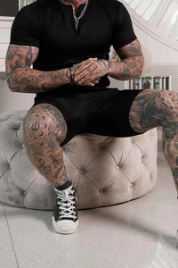 Conjunto de Camiseta y Pantalones Cortos de Dos Piezas, Tejido, Veraniego, Unisex, Estilo Vintage, Ecológico, Personalizable con Logotipo Frontal - Product Image 2