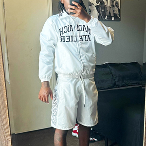 <b>Mens</b> Custom Breathable Hooded Nylon Windbreaker <b>Tracksuit</b> Set Two Piece <b>Shorts</b> Outfit Summer Sportswear Streetwear - Product Image 4