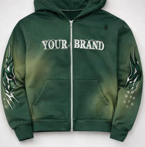 Ensemble Homme Hiver Haute Qualité Respirant Décontracté Imprimé Floqué Col à Capuche Entièrement Zippé en Polaire Tricoté Sans Couture Thermocollé Épais - Product Image 3