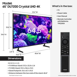 ทีวีสมาร์ทคริสตัล UHD DU7200 ซีรีส์ 4K HDR ขนาด 65 นิ้ว พร้อม PurColor และ Motion Xcelerator - Product Image 4