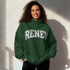 Pull molletonné oversize à col roulé pour femme, manches longues, doux et ample, style streetwear décontracté, idéal pour l'automne et le quotidien - Product Image 2