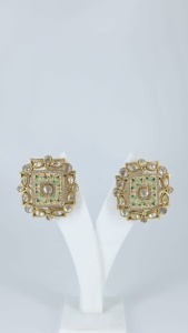 Elegant Fashion Earing Rodhium Plated Square Floral Kundan <b>Earrings</b> Luxury Fashion Jewelry - Product Image 2