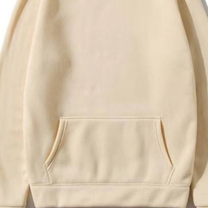 Sweat-shirt à capuche zippé beige uni pour homme, décontracté, à manches longues, avec poche kangourou, 100% coton, streetwear - Product Image 5