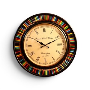 Handcrafted Wooden Pencil Wall <b>Clock</b> Creative Assorted Color Pencil <b>Clock</b> Decorative Wall <b>Clock</b> Home Decor <b>Art</b> <b>Clock</b> - Product Image 3