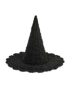 Sombrero de Bruja Tejido a Mano, Escultura de Ratán Negro Medianoche para Decoración Teatral de Halloween - Product Image 4