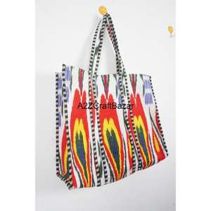 Bolso de Mano Acolchado de Algodón a Rayas, Personalizable y Hecho a Mano, para la Playa, para Mujer, Grande, Ecológico, Estilo Boho, para Compras - Product Image 4