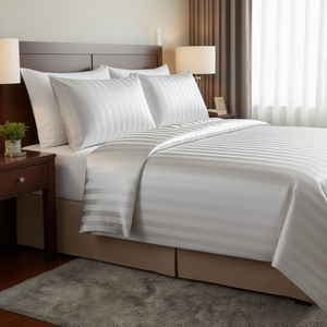 White Satin Stripe <b>400</b> TC Hotel Home <b>Bedding</b> Twin Sheet & Pillowcase Set Premium <b>400</b> <b>Thread</b> <b>Count</b> Satin for Comfort & Style - Product Image 2