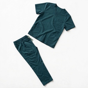 Ensemble de blouses médicales unisexe Amkoor en coton vert respirant, tenue de travail pour adulte, détection d'aiguilles, en stock - Product Image 2