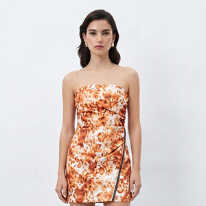 Vestido ajustado de cuero estampado para mujer, ropa de moda femenina, vestido de cuero estampado, minivestido de cuero estampado para damas - Product Image 1
