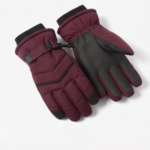 Burgundy Winter Ski New Style Fashionable Winter Ski <b>Gloves</b> Snow Windproof Outdoor Sports Skiing Five Fingers Ski <b>Gloves</b> For <b>Men</b> - Product Image 4