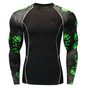 Nouveaux Rash Guards pour hommes, design tendance, noir et vert, sublimés, pour BJJ, en vente. - Product Image 1