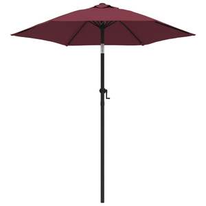 Parasol de jardin élégant en aluminium 100 % polyester bordeaux et gris foncé avec base - Product Image 2