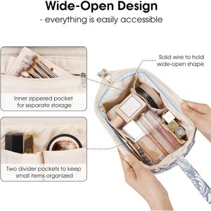 Women's Wide Open Travel Cosmetic Organizer Makeup <b>Bag</b> for Cosmetics & Toiletries <b>Accessories</b> Convenient Makeup Case - Product Image 4